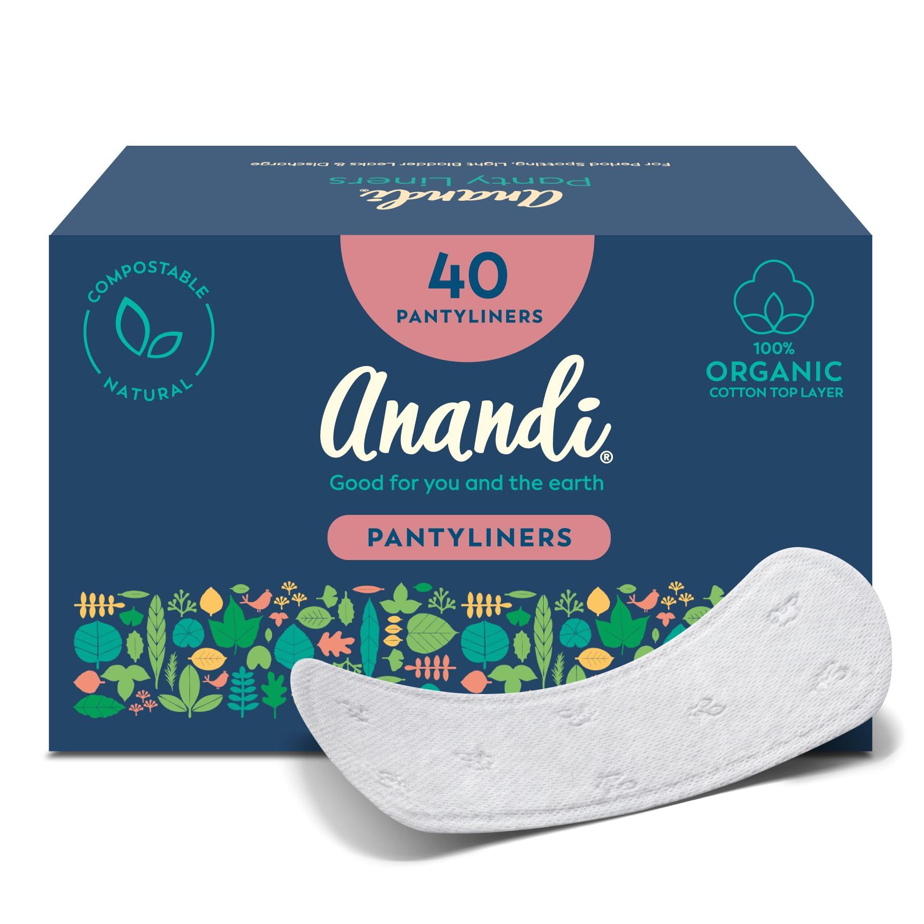 Anandi Anandi Panty Liners For Women | Daily Use Liners 190mm - 40 Pieces | Biodegradable Compostable Organic Liner | Certified 100% Organic Cotton Top Sheet
