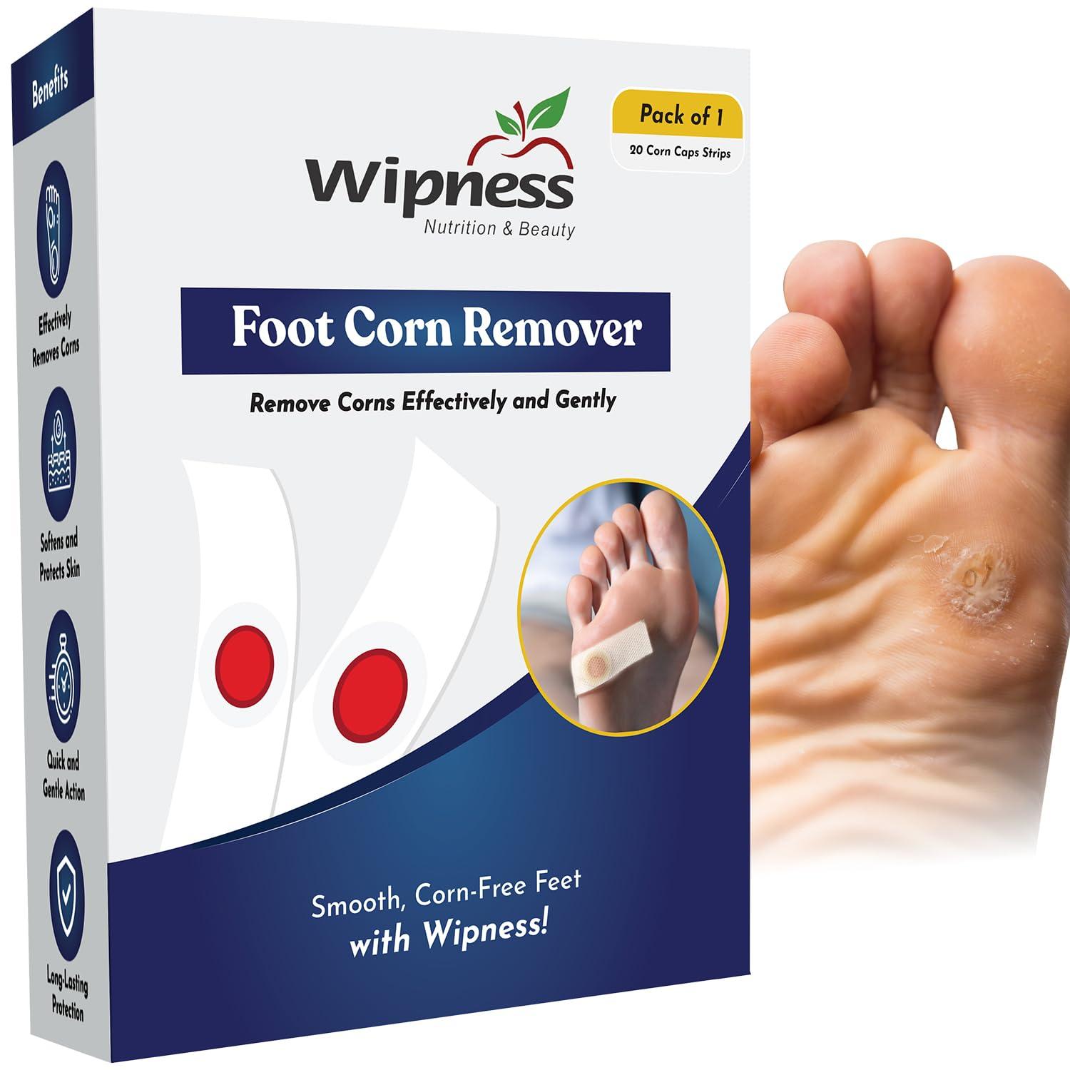 Wipness 100% Natural Foot Corn Removal Plaster for Foot - Pack of 1 = 20 Corn Caps Strips