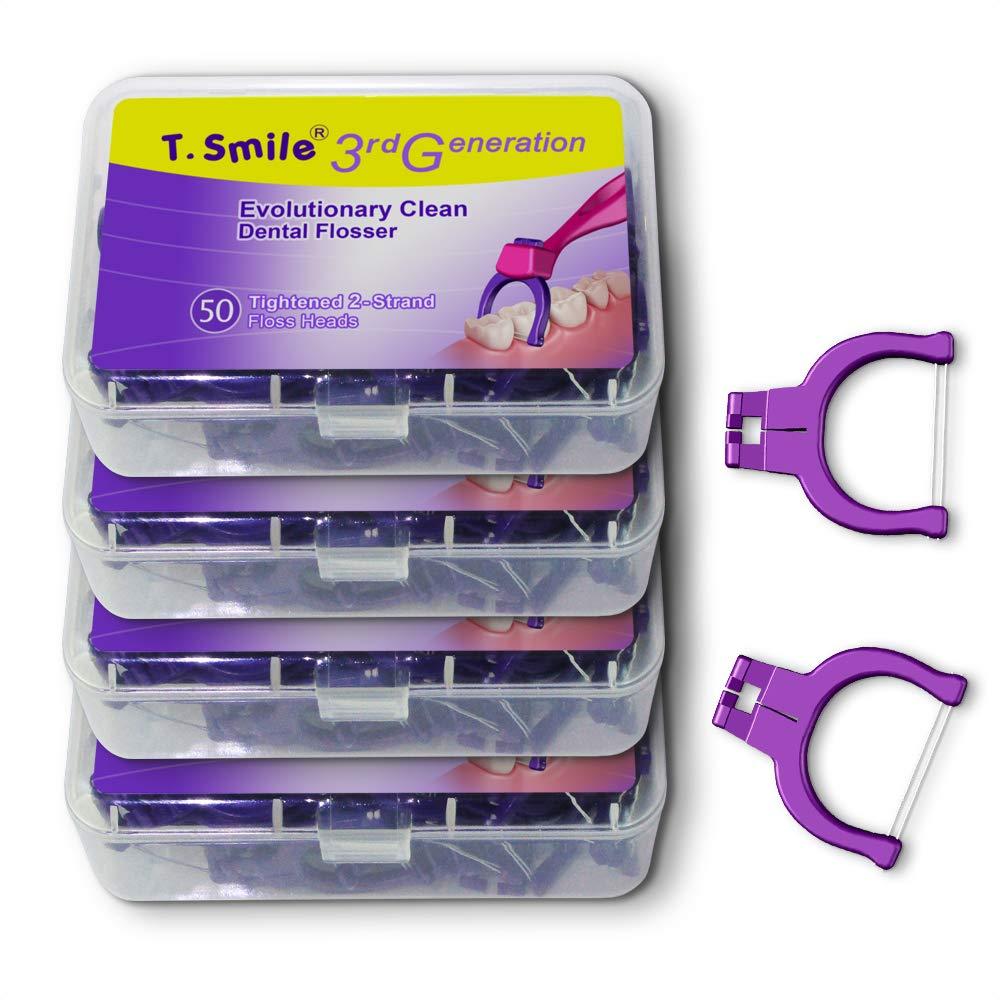 T.Smile T.Smile Evolutionary Clean Dental Flossers, Kit Of Handle(s) plus Refillable Heads (No Handle Included, 200 Tightened 2-strand Refills)