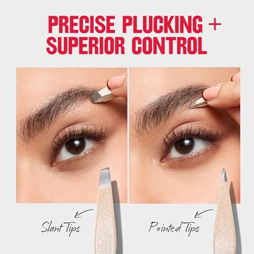 REVLON Revlon Designer Series Mini Tweezer Set, Hair Removal Tool Kit with Mini Slant-tip and Point Tip Tweezers, Portable and Easy to Use Made with Long Lasting Stainless Steel, 1 Count