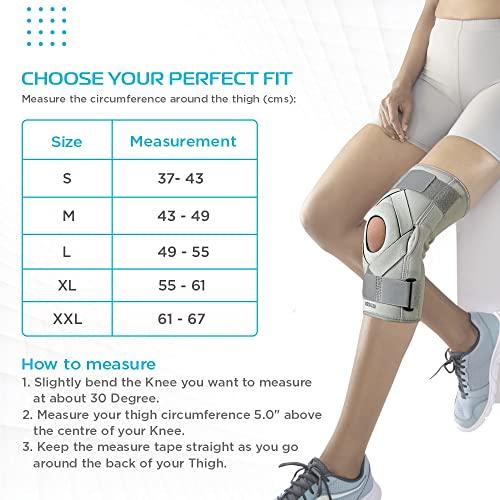 Vissco Vissco Neoprene Hinged Patella Knee Brace (Moderate Support), Knee Support for Pain Relief, Knee Injury Braces for Walking, Running, Gym, Workout - (CLOSED TYPE) - Small (Grey)