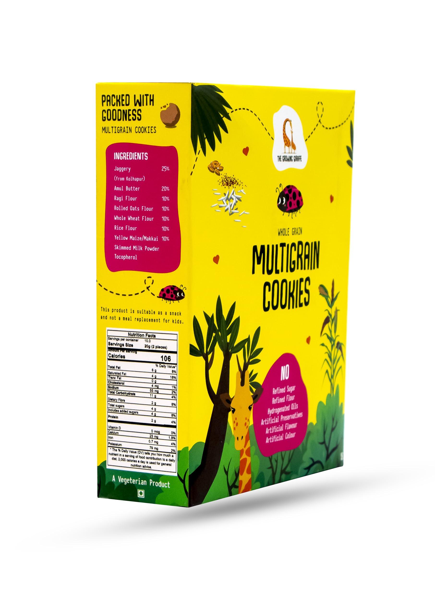THE GROWING GIRAFFE The Growing Giraffe Multigrain Cookies (Tasty, Healthy & Nutritional Snacks for Everyone) with Ragi, Jaggery, Oats & Whole Wheat Flour | No Added Preservatives, Flavor & Color - 160 Grams (Pack of 1)