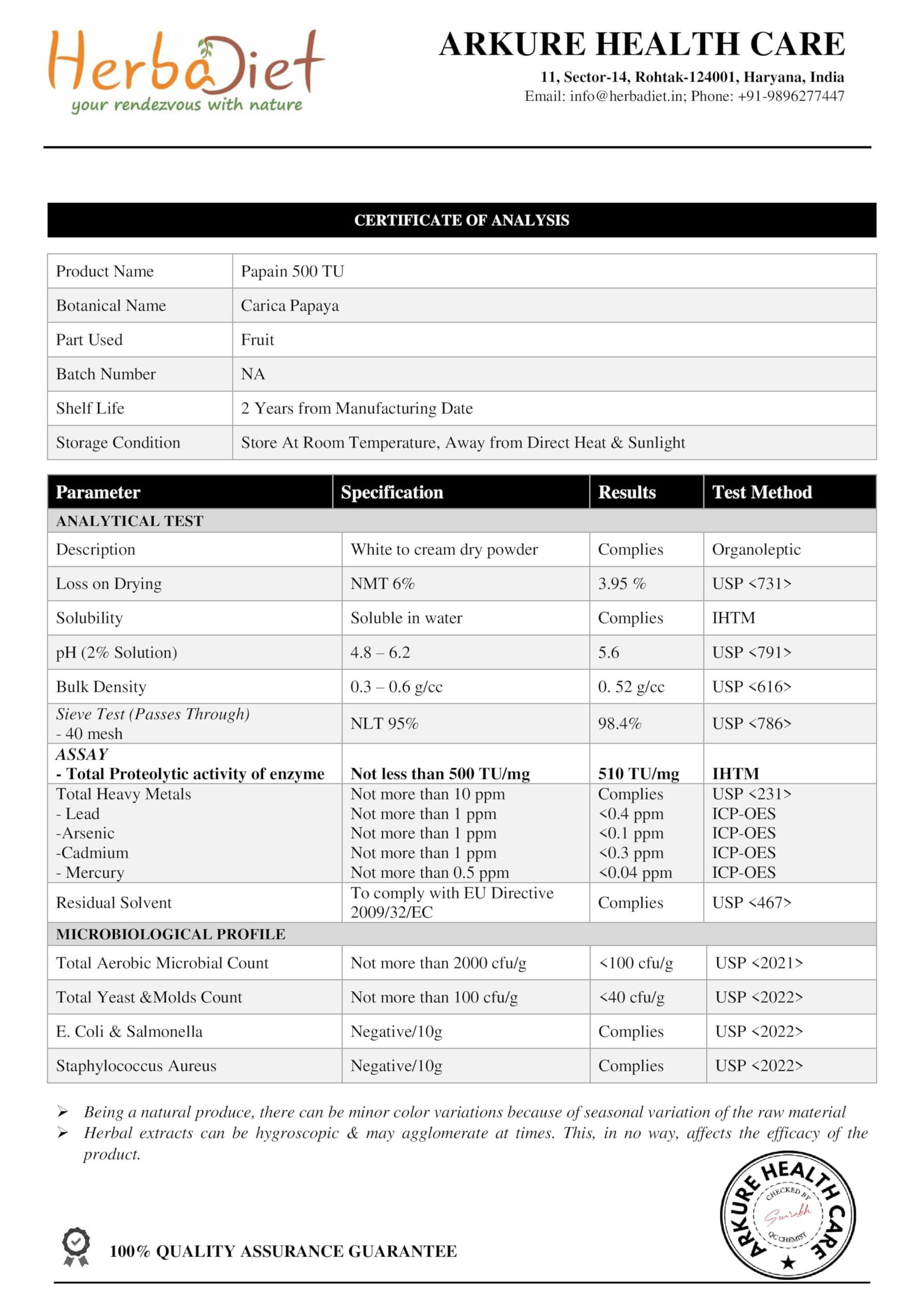 Herbadiet Herbadiet\'s Bromelain & Papain | 50 gram | Proteolytic Multi Enzymes Formula| Digestive Support & Nutrient Absorption