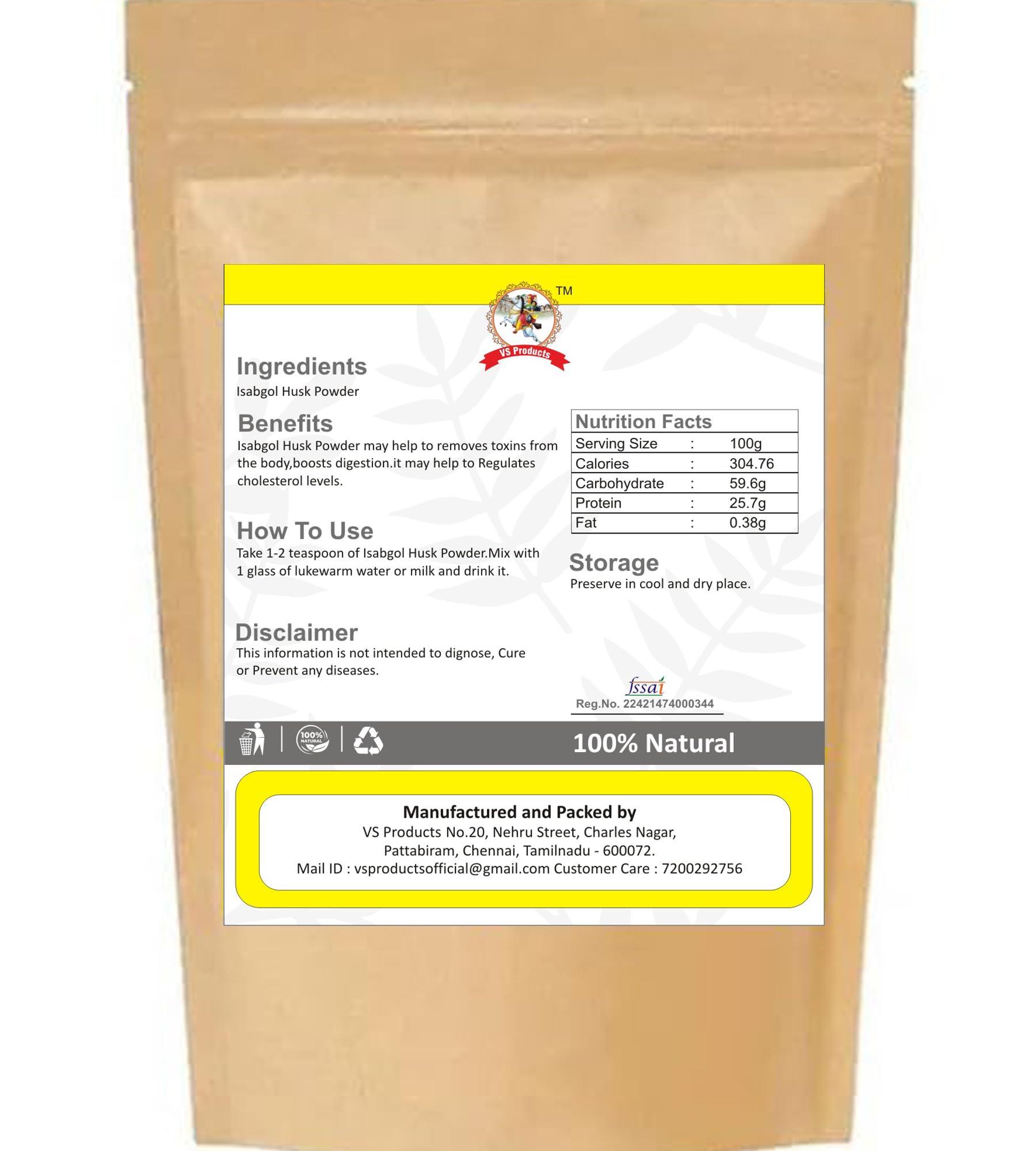 VS Products VS Products Isabgol Husk Powder,100g, Psyllium Husk Powder, Effectively Relieves Constipation, Fibre Supplement For Digestion,(Pack of 1 X 100gm)