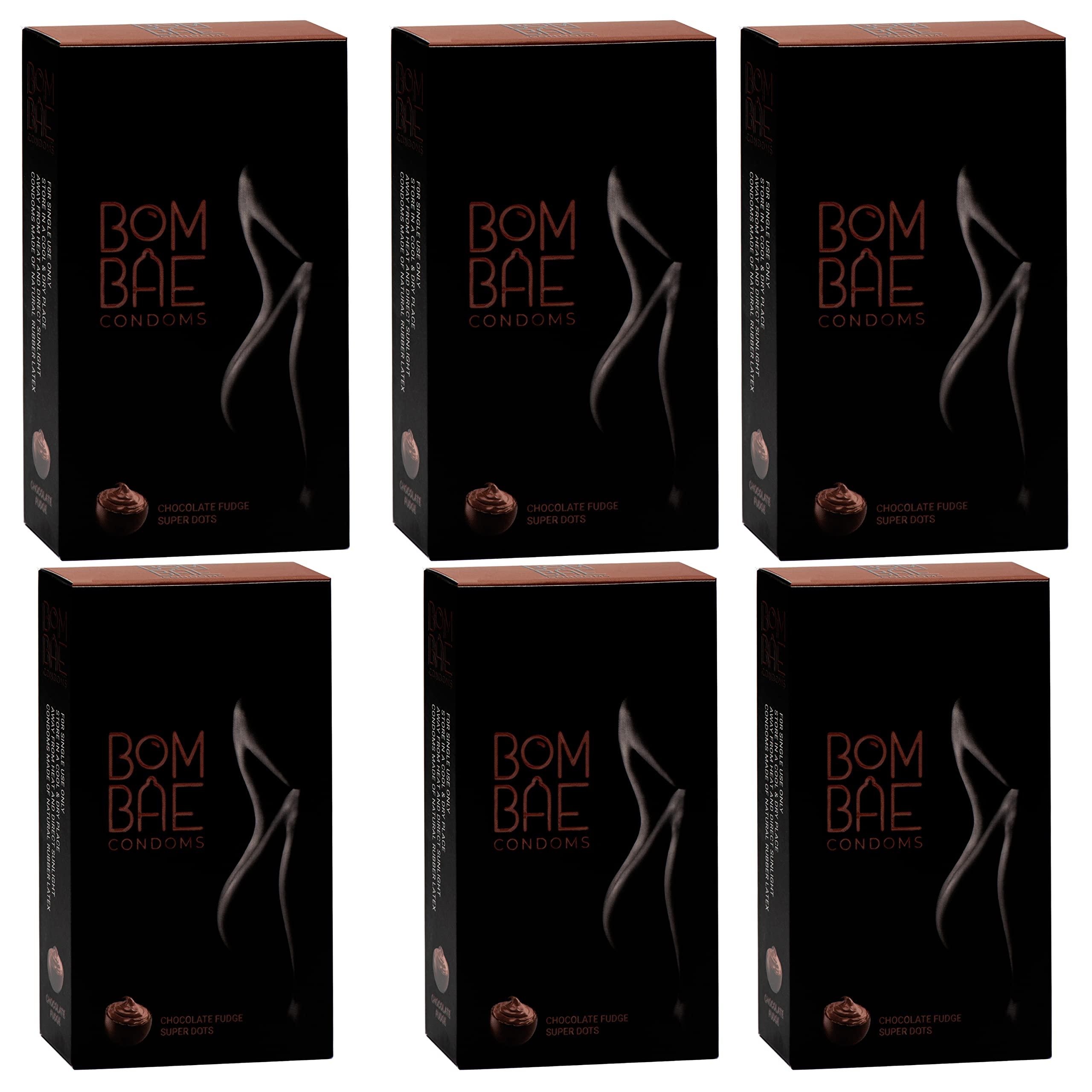 BOMBAE BOMBAE condoms Chocolate fudge super dots, Pack of 6 condoms for men family pack flavour Combo Pack of 6 (10 pieces per pack) 60 Dotted condom combo pack offer men extra dotted