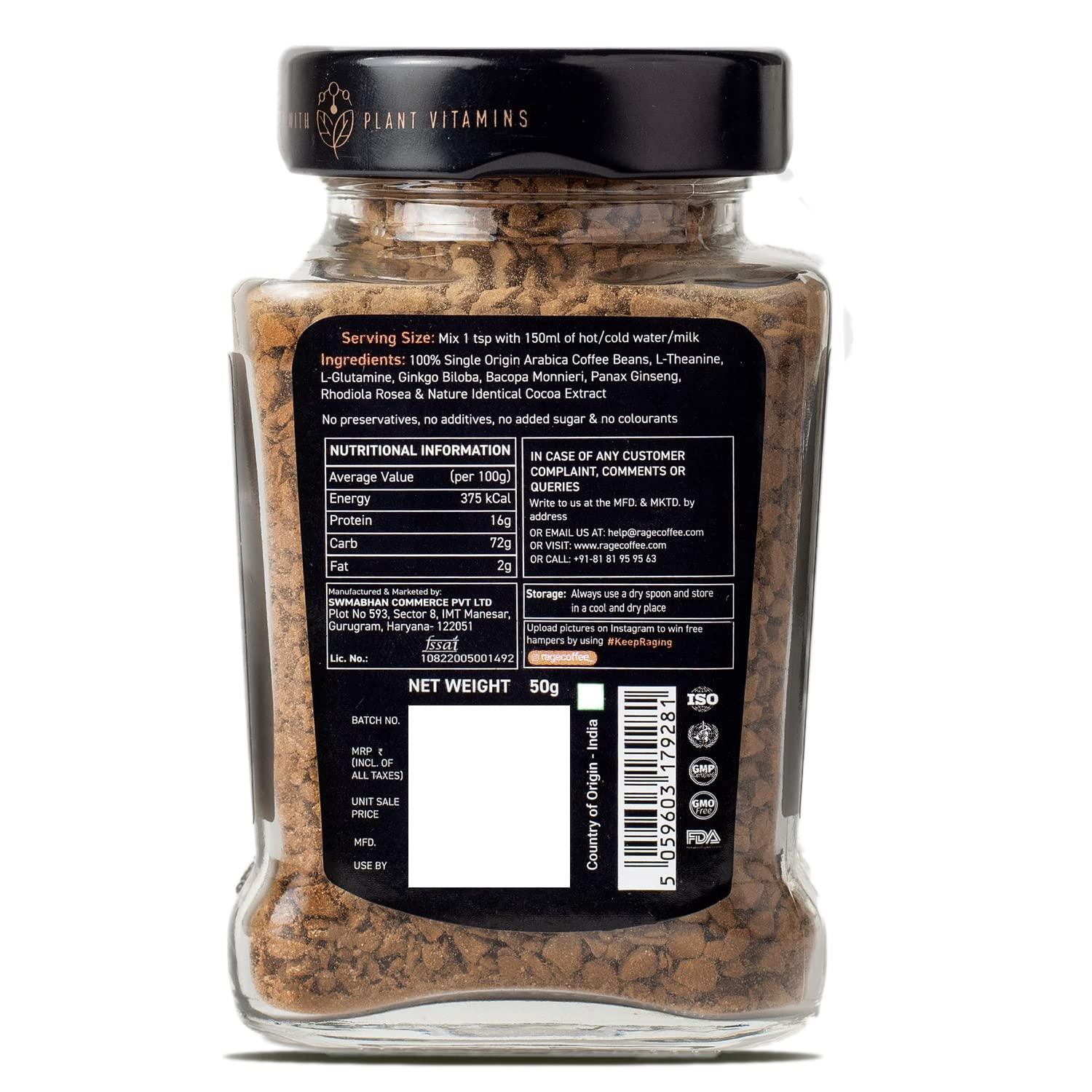 RAGE COFFEE Rage Coffee Combo - Flavoured Instant Coffee With Drinking Chocolate Powder Mix | Dark Chocolate Flavoured Coffee | Coffee, 50 gms & Chocolate Powder Mix, 100 gms | Made In India