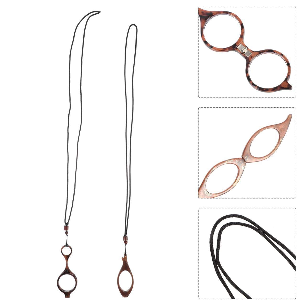 FOMIYES FOMIYES Necklace Folding Reading Glasses, 2 Pcs 1 Set Portable Hanging Neck High- definition Glasses, Exquisite Mini Readers Glasses for Men Women
