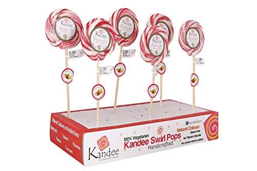 Kandee Kandee Swirl Pops Classic Strawberry Round Candy Lollipop (3Inch) - Pack of 6