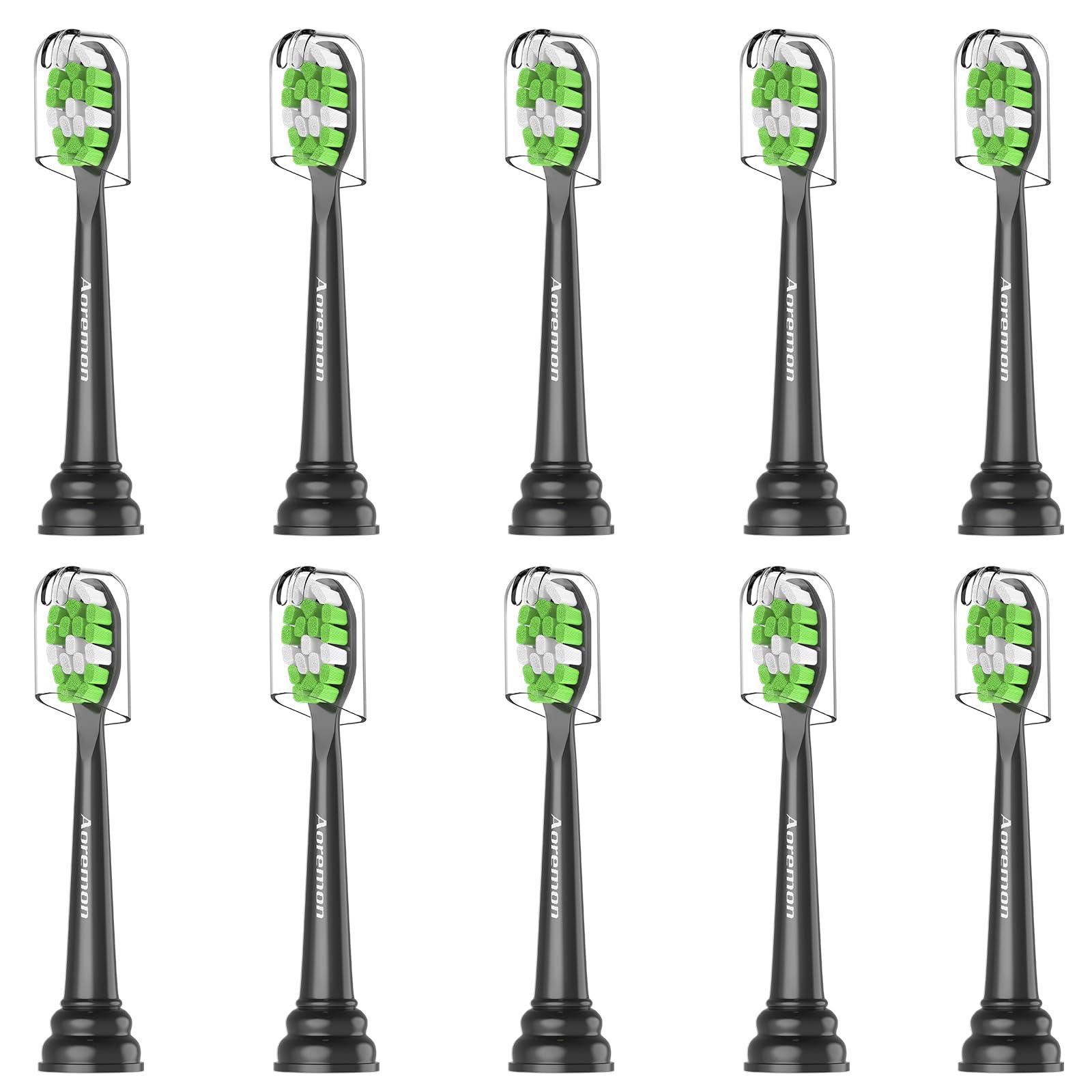 Aoremon Aoremon Replacement Toothbrush Heads for Philips Sonicare Diamondclean HX6062/95 Black, 10 Pack