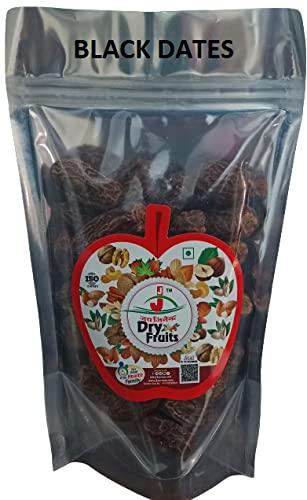 jai jinendra Jai Jinendra Black Dry Dates | Sukha Khajoor (Kala Chuara) Grade-Big Size |100% Natural and Pure | Pack Of - 900GM