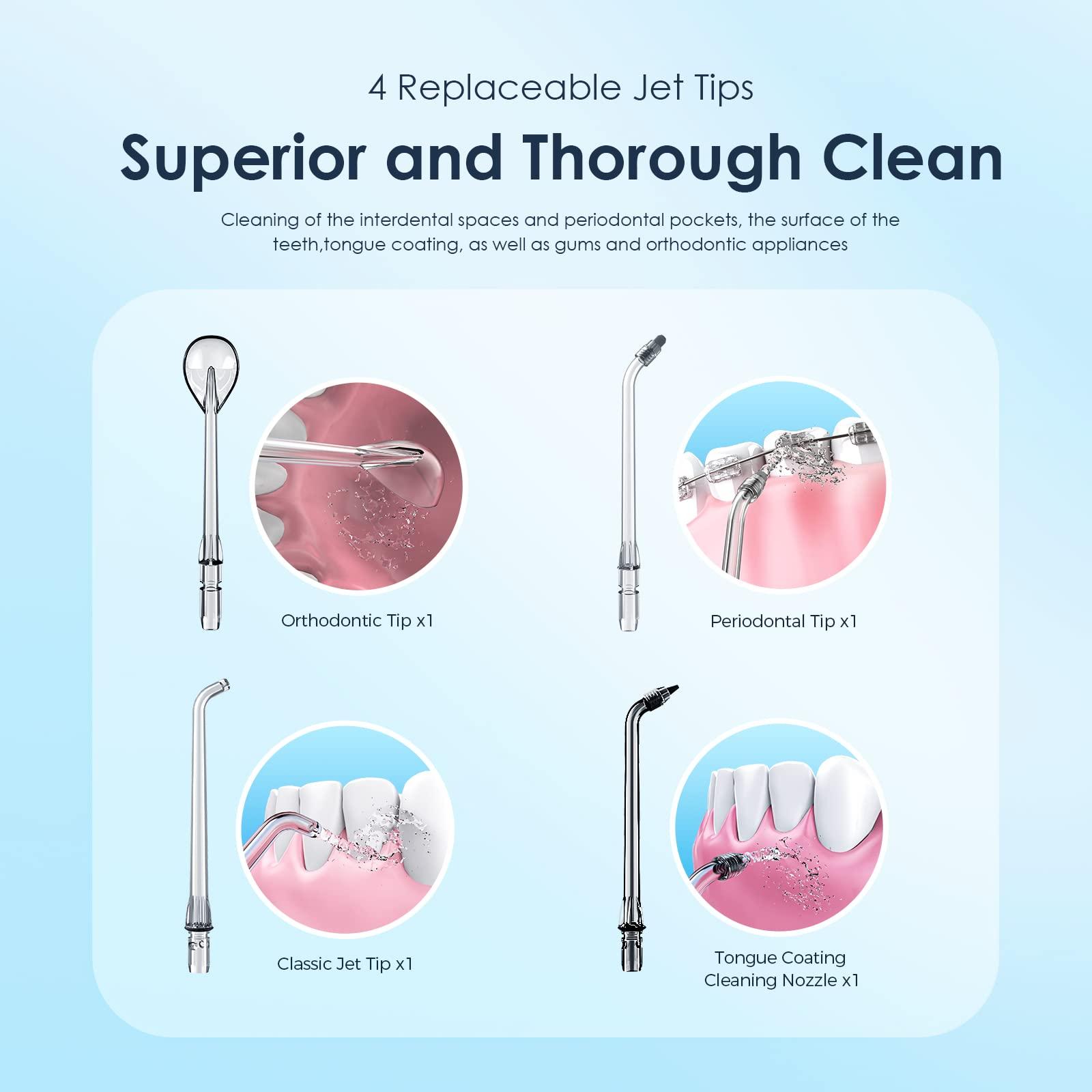 Oraimo Oraimo Power Water Dental Flosser for Teeth,Smart Cordless Oral Irrigator | 220 ml Tank Capacity| 6 Modes Quickly Clean the 99% Food Residues and Plaque| With 4 Functional Jet Nozzles | IPX7 Waterproof Water Flosser