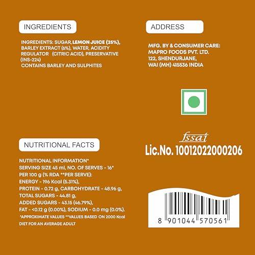 Mapro Mapro Lemon Gluten Free Barley Water, 750Ml, Pack Of 1