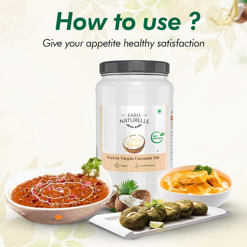 Farm Naturelle Farm Naturelle -100% Pure Organic Extra-Virgin Cold Pressed Coconut Oil (Glass Bottle - 550 mlx 4)