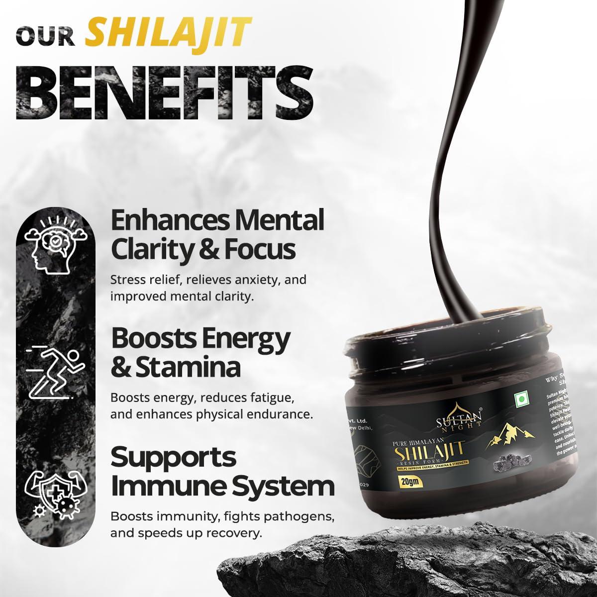Sultan Night Sultan Night Himalayan Shilajit/Shilajeet Resin Helps Improve Strength | Immunity | Metabolism | Stamina | Energy and Help Boost Energy Levels Naturally (20g)
