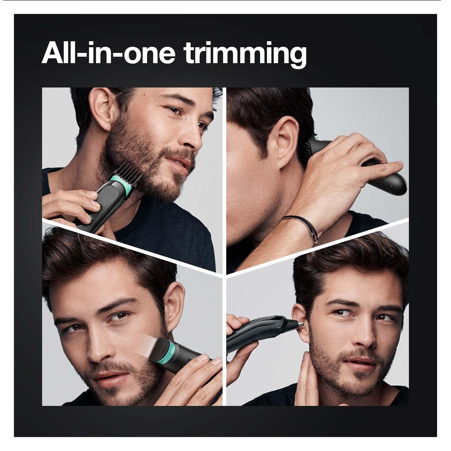 Braun Braun Body Groomer 3 for Men from Gillette, BG3340, Gray/Black & Braun MGK3321, 6-in-1 Beard Trimmer for Men from Gillette, All-in-One Tool (Black/Vibrant Green)