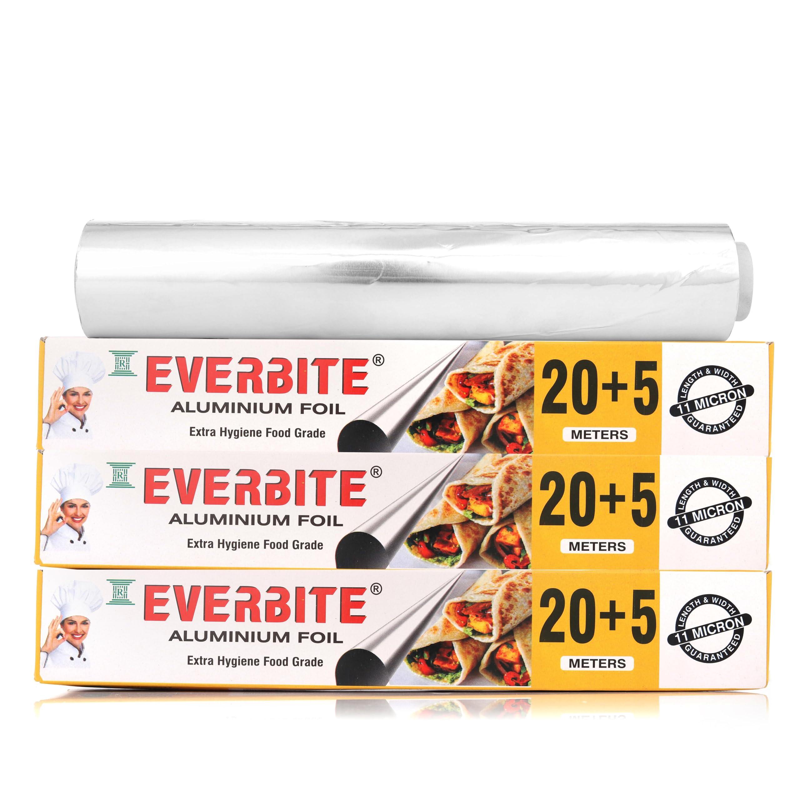 Everbite Everbite Aluminium Foil Paper/foil paper for Kitchen/Eco-Friendly Freshwrapp Aluminium Foil Food wrap/Bacteria Resistant/Disposable/Food Parcel Length 25Mtr - Combo Pack of 3