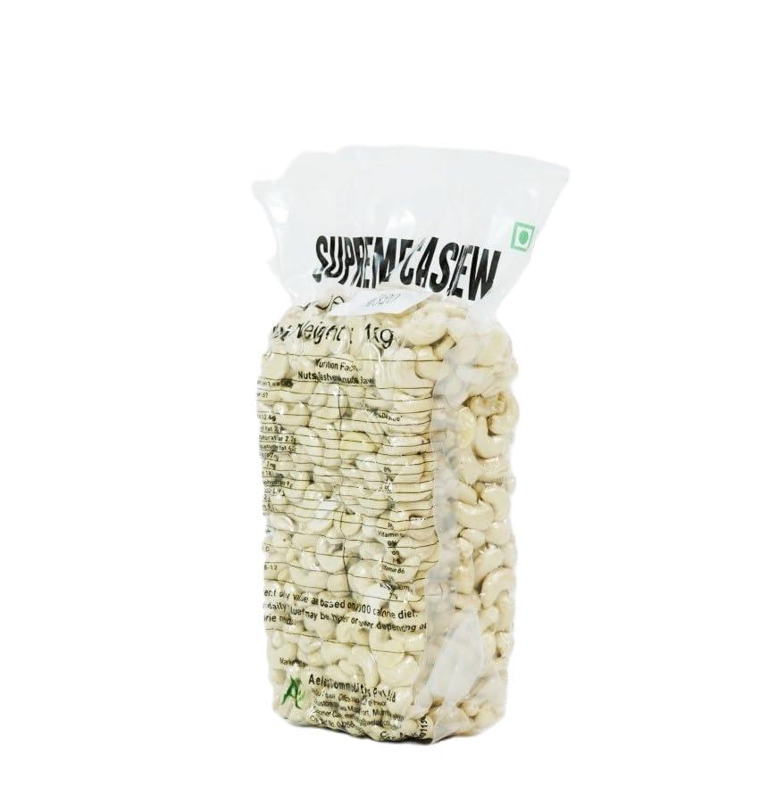 supreme cashew Supreme Plain Cashew | Kaju | whole Cashews 1Kg | Nutritious, Delicious & Crunchy Kaju | Tasty Sweet Cashews for Snacking (W320)