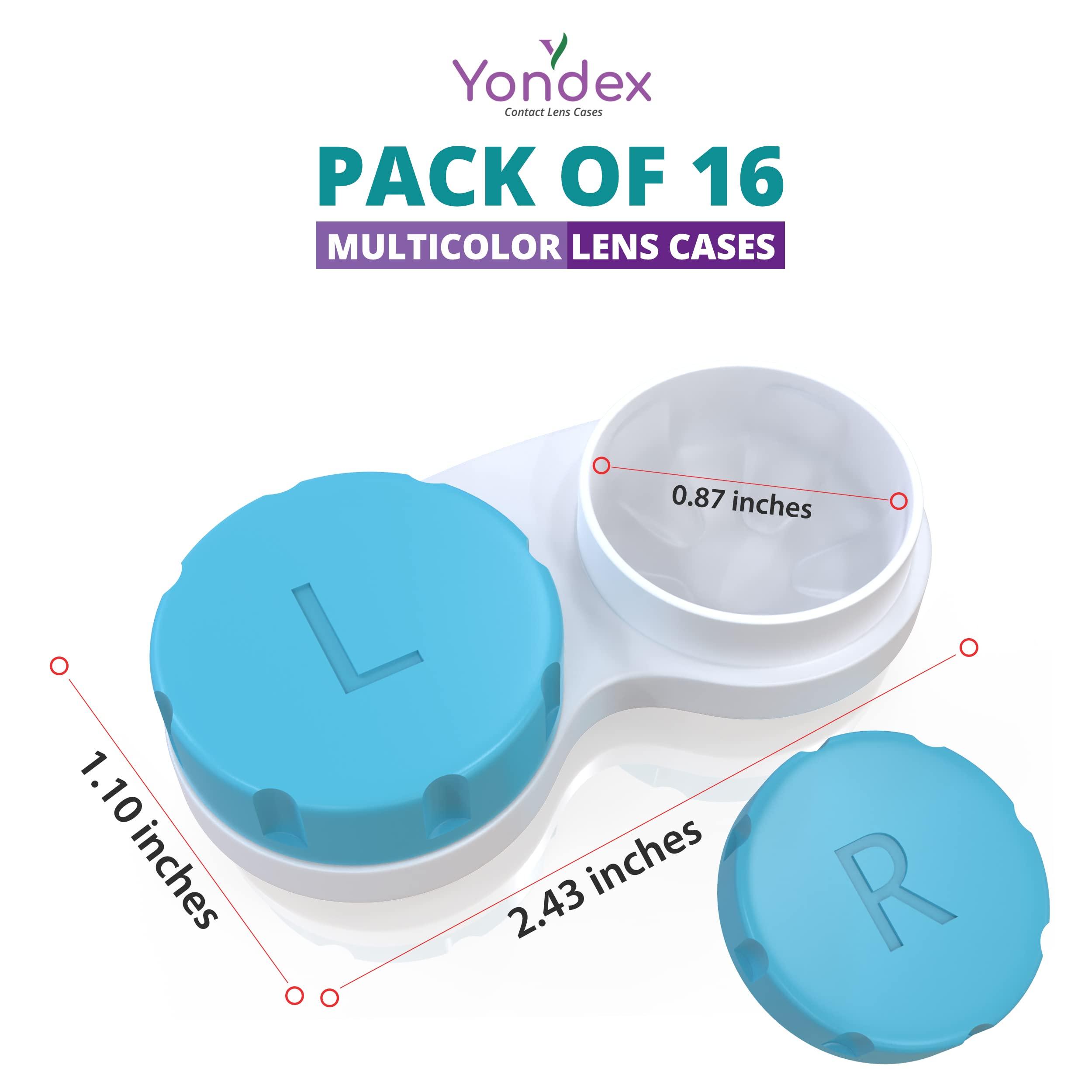 Yondex Yondex Pack of 16 Contact Lens Cases - Leak-Proof and Compact - 4 Vibrant Colors - Travel-Friendly