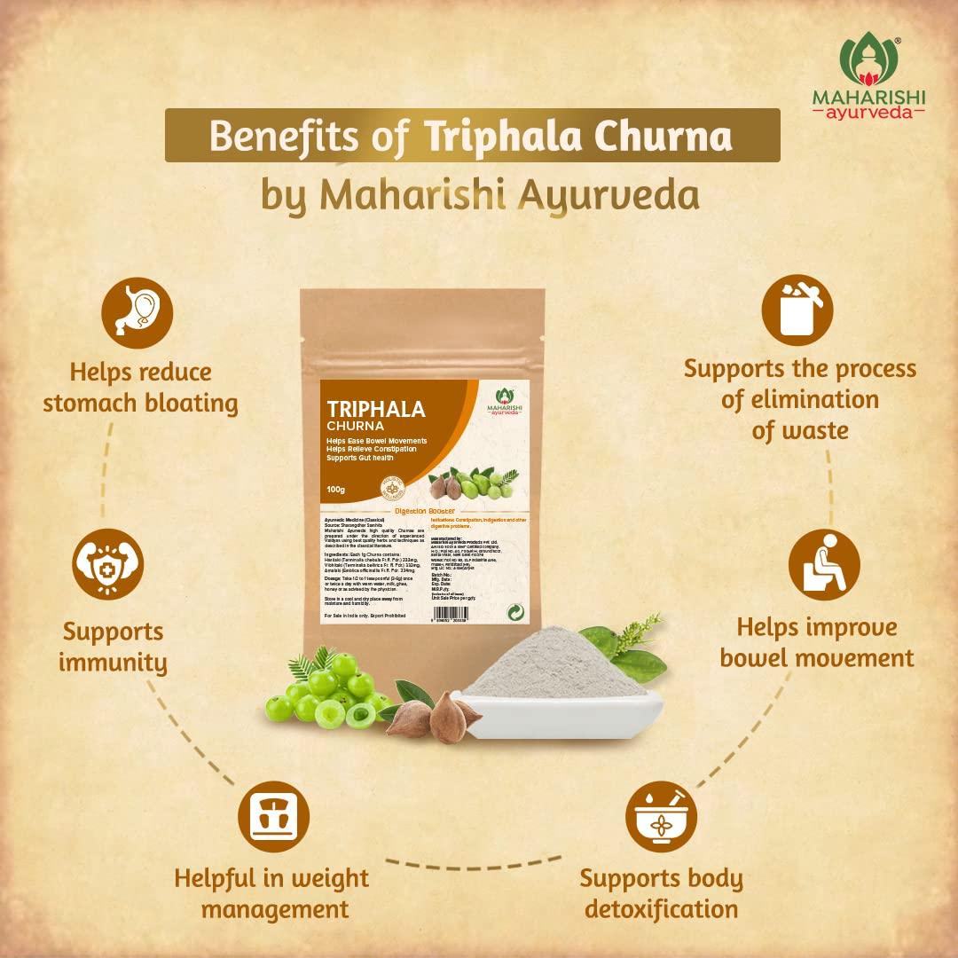 Maharishi Ayurveda Maharishi Ayurveda Triphala Churna -100 g Pack of 2 | Triphala Powder with Haritaki, Amalaki, Vibhitaki | For Bowel Movement | Relieves Constipation | For Digestion, Gut Health, Gas & Acidity Relief