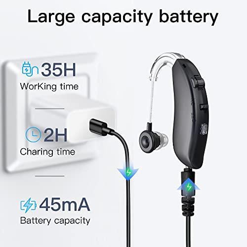 HP SOUND PLUS HP SOUND PLUS Hearing Aid/Rechargeable Sound Amplifier/Sound Enhancement Device/Editional Feature of Bluetooth Connection HP 106BT BLACK For Moderate Hearing Loss