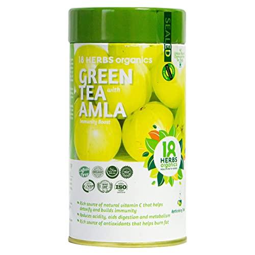 18 Herbs Organics Health with Herbs 18 Herbs Organics Health with Herbs Green Tea With Amla (40 Tea Bags - 54 gram - Tin Caddy - Pack of 2) Amla Green Tea - To Get Your Immunity a Boost!