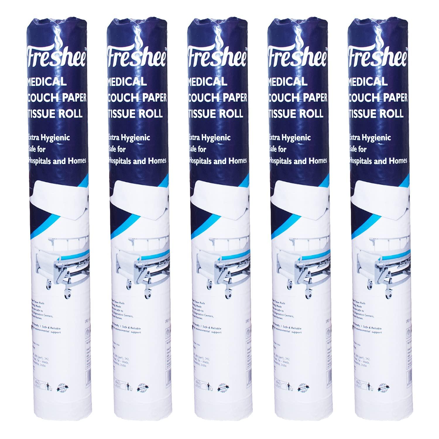 Freshee Freshee Medical Couch Paper Tissue Roll - Pack of 5, Tissue Roll for Hospitals, Diagnostic Centres, Home for Extra Hygiene, 40 meter