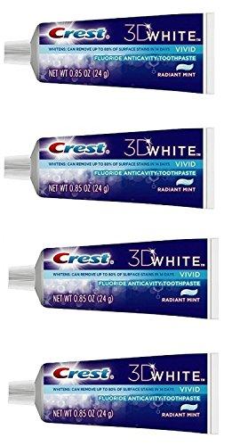 Crest Crest 3D White Vivid Fluoride Anticavity Toothpaste Radiant Mint 0.85 oz Travel Size (Pack of 4)