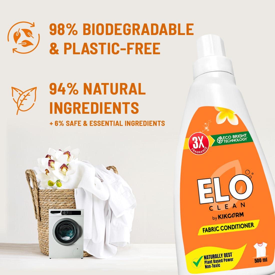 KIKGERM Kikgerm Plant Based Fabric Conditioner & Fabric Softener - Natural, Eco-friendly, Non-toxic, Chemical-free, Biodegradable - Kids Safe, Skin Safe - Long Lasting Fragrance & Softness - 500ml(Pack of 1)
