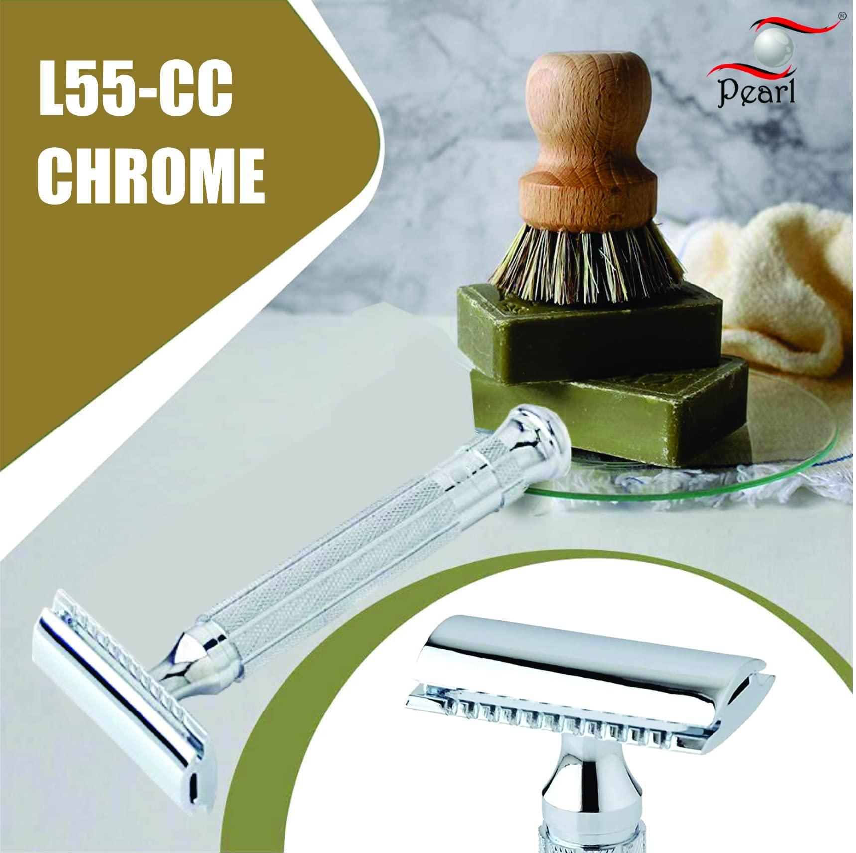 PEARL PEARL Men Shaving Double Edge Safety Razor L-55 ( Close Comb,Chrome)