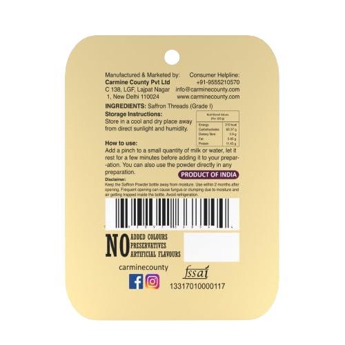 Carmine County Carmine County Premium Saffron Powder - Powdered Sun Dried Natural Saffron (10 g)