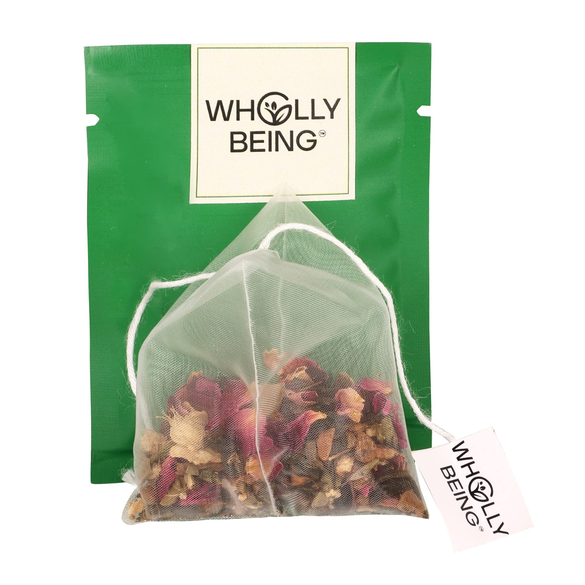Wholly Being Wholly Being - Detox Kahwa Tea with for skin glow and gut detox with Nutmeg, Sea Buckthorn, Rose Petals, Orange Peels(20 tea bags)