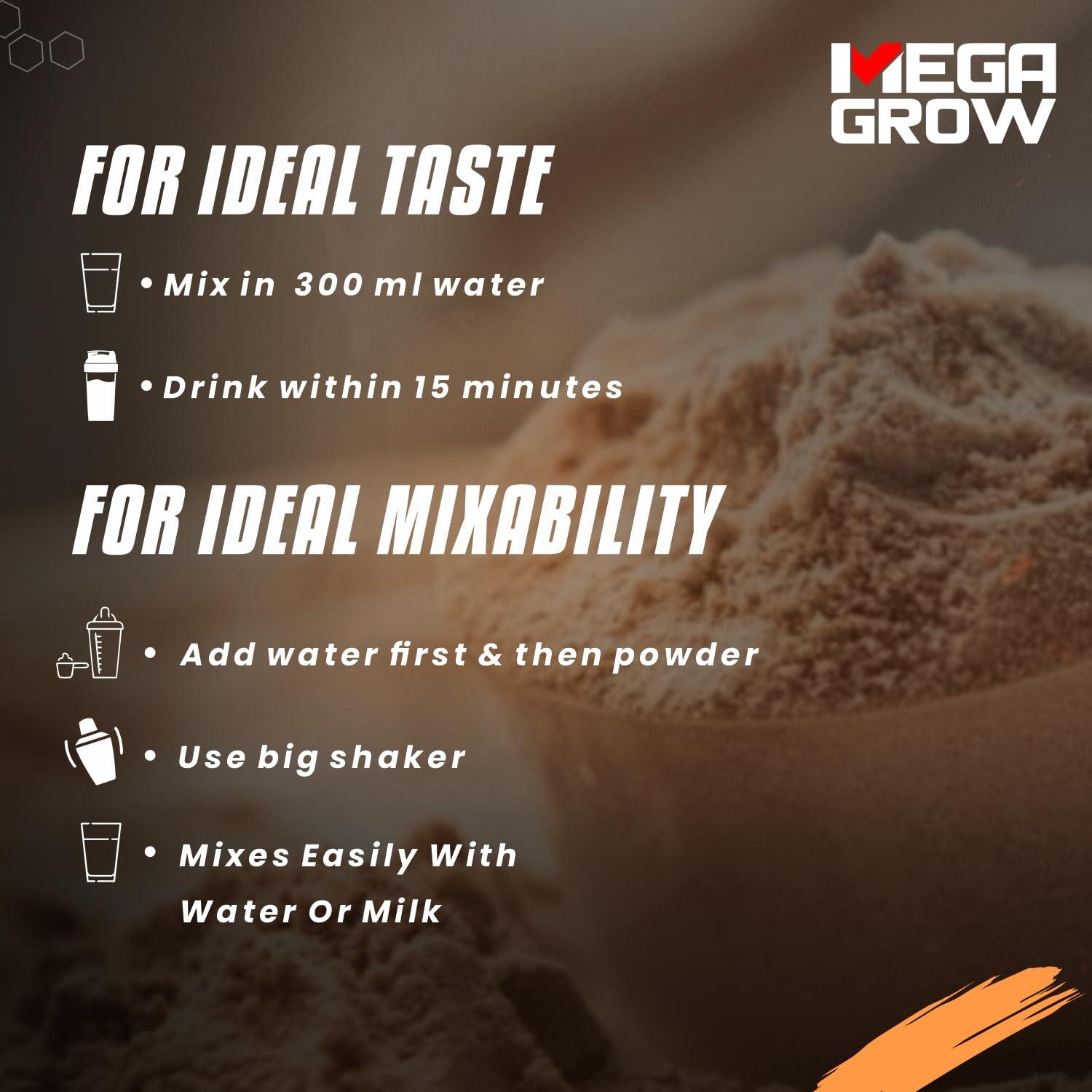 MEGAGROW Megagrow Mass Gainer + Shaker 1kg (Mango Flavor) -High Calorie Whey Protein Powder for Weight Gain/Muscle Building & Growth|Weight Gainer Shakes for Women & Men-No of Servings 10