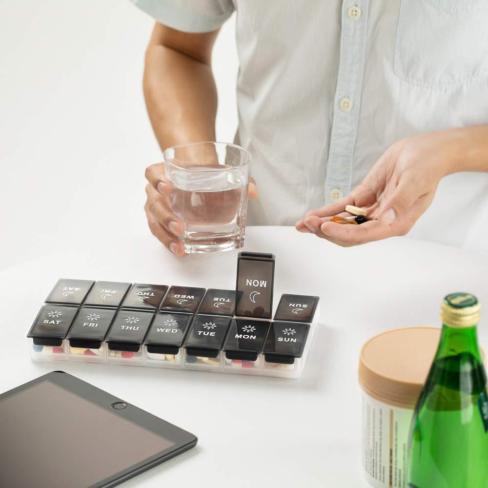 mossime Mossime XL Large Daily Pill Organizer 2 Times a Day, Extra Jumbo 7 Day Pill Box Am Pm, Weekly Day Night Vitamin Holder, Medicine Organizer, Big Pill Container, Medication Dispenser 14 Compartments