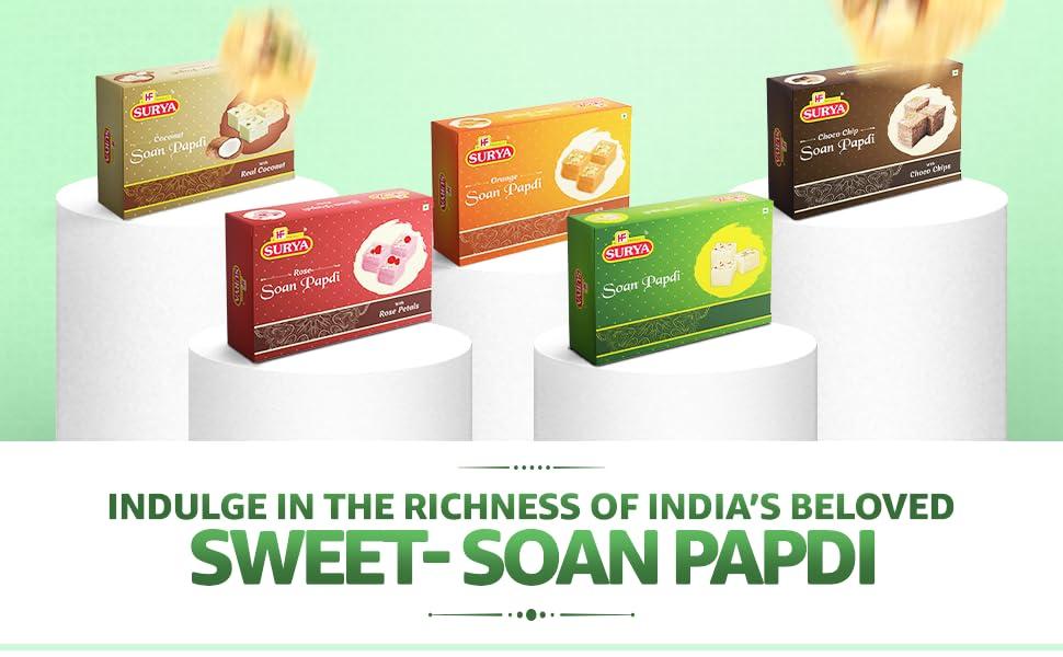 Surya Surya 400gm Rose Soan Papdi with real rose petals (rose) |Indian Sweet |Rose Flavoured