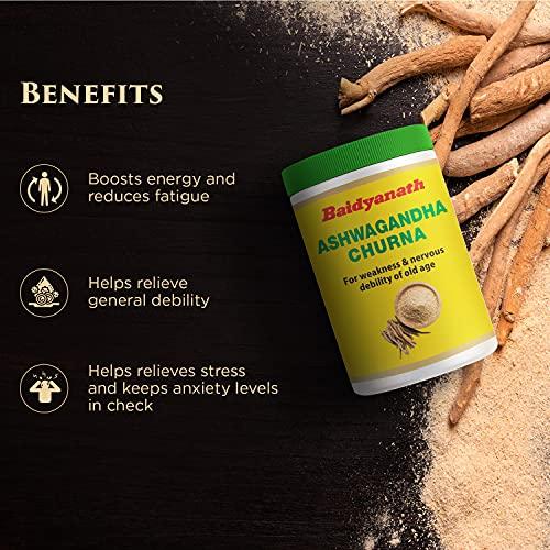 Baidyanath Baidyanath Ashwagandha Churna | Helps Boost Strength, Stamina & Energy | Stress Relief | Made with 100% Pure Ashwagandha - 100g (Pack of 2)