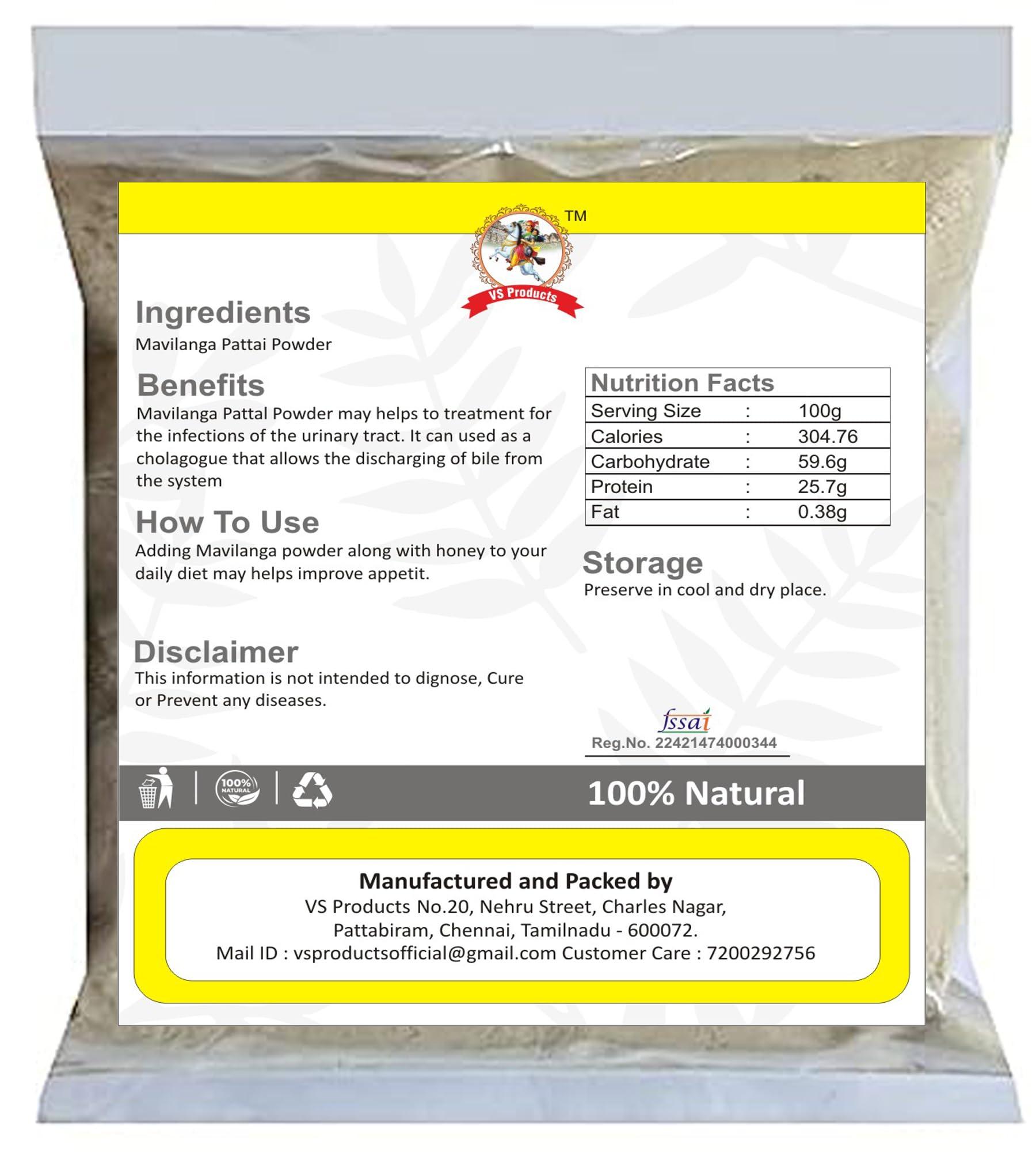 VS Products VS Products Mavilanga Pattai Powder(400gram) Mahalinga Pattai,Varun Chhal,Barna, Crataeva Nurvala Bark,Caper Tree Bark Powder, 400g (Pack of 100g x 4)