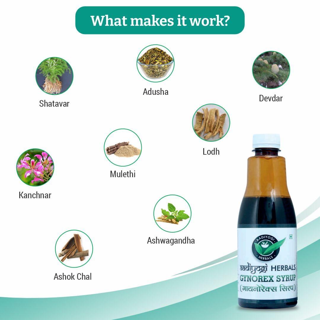 Aadiyogi Wellness Pvt Ltd Aadiyogi Herbals Gynorex Syrup for Women\'s Health - 500ml | Hormonal Balance & Wellness Support Syrup