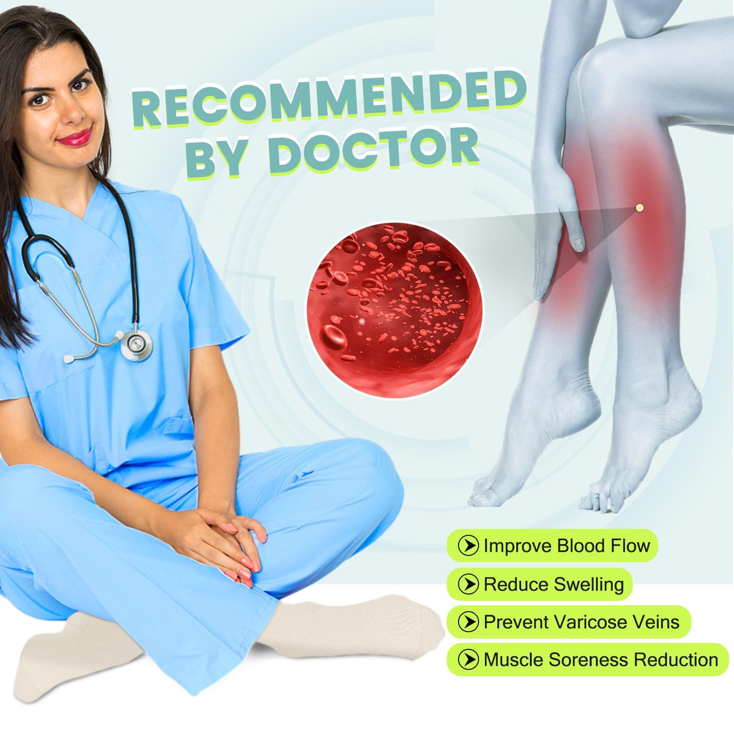 Iseasoo Compression Socks For Men & Women Circulation-Best For Medical Running Hiking Cycling 15-20 mmHg(S/M)