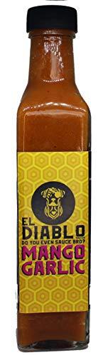 El Diablo Sauces All Natural Ingredient Gluten Free Spicy Hot Starter Sauces Combo Mango Garlic + Smoked Green Chili + Cranberry Ghost Chili Pack of 3