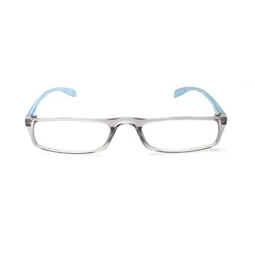 TIZIANO TIZIANO New Age Reading Glasses (Model: Tz-801 Transperant Grey with Blue side +2.25 with Rectangular Eye Shape)