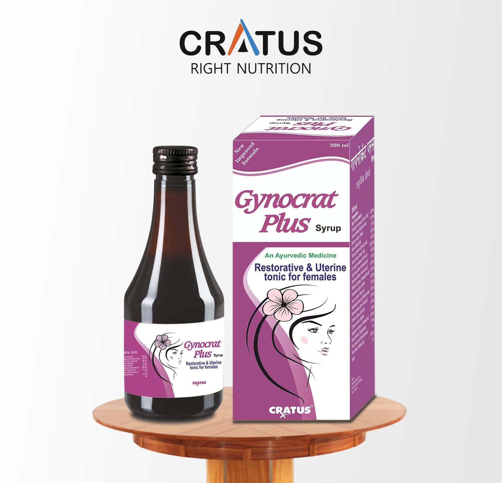 Cratus Cratus Gynocrat Plus Syrup Manages Uterine Health | Controls Irregular Periods | Provides Relief From Period Cramps (Pack of 4)
