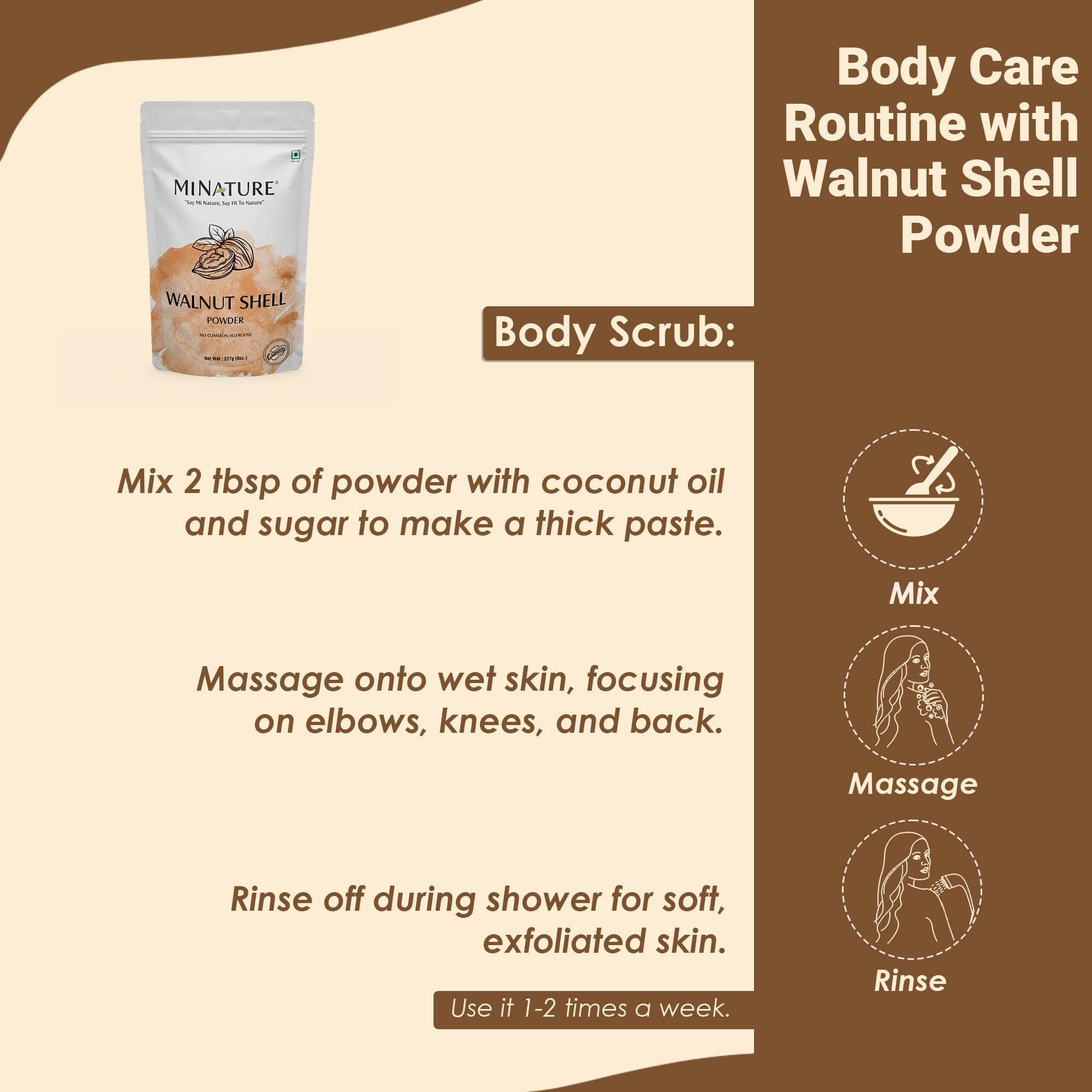 mi nature mi nature Walnut Shell Powder - No Silica or Any Artifical Additives - For Homemade Natural Scrub Formula| 100% Pure, Natural & Cruelty Free - 227g/1/2 lbs/8 oz
