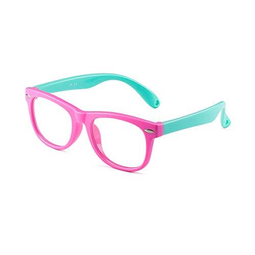 JM JM Anti Blue Light Blocking Glasses for Girls Computer Screen Protector Light Anti Eye Strain Glasses Pink Frame Green Temple