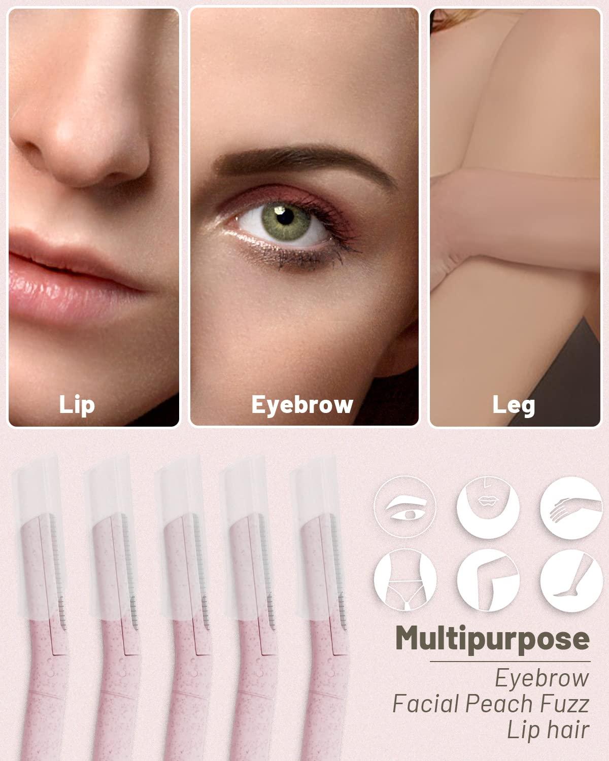 MoHern Dermaplane Razor for Women Face, 15 Pcs Microblade Eyebrow Razors, Multipurpose Dermaplaning Tool for Face, Peach Fuzz Removal, Face shavers for Women and Men (Pink)