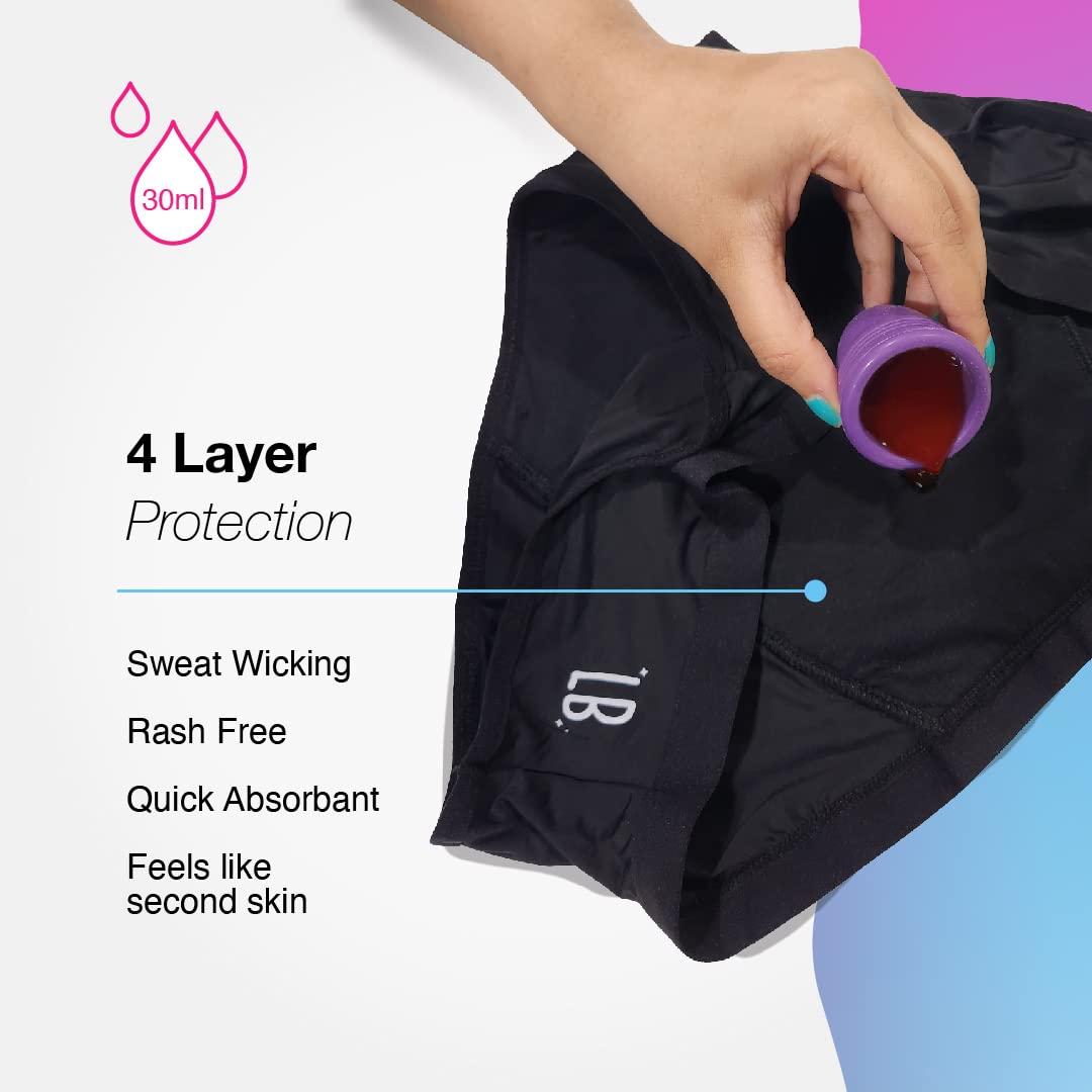 Lemme Be Lemme Be Leakproof Period Panties for Medium Flow, Mid Waist Reusable Menstrual Underwear for Teenagers and Women, 30 ML Capacity, Go Pad Free with Z Drip, 2 Count (Medium, Black) Pack of 1
