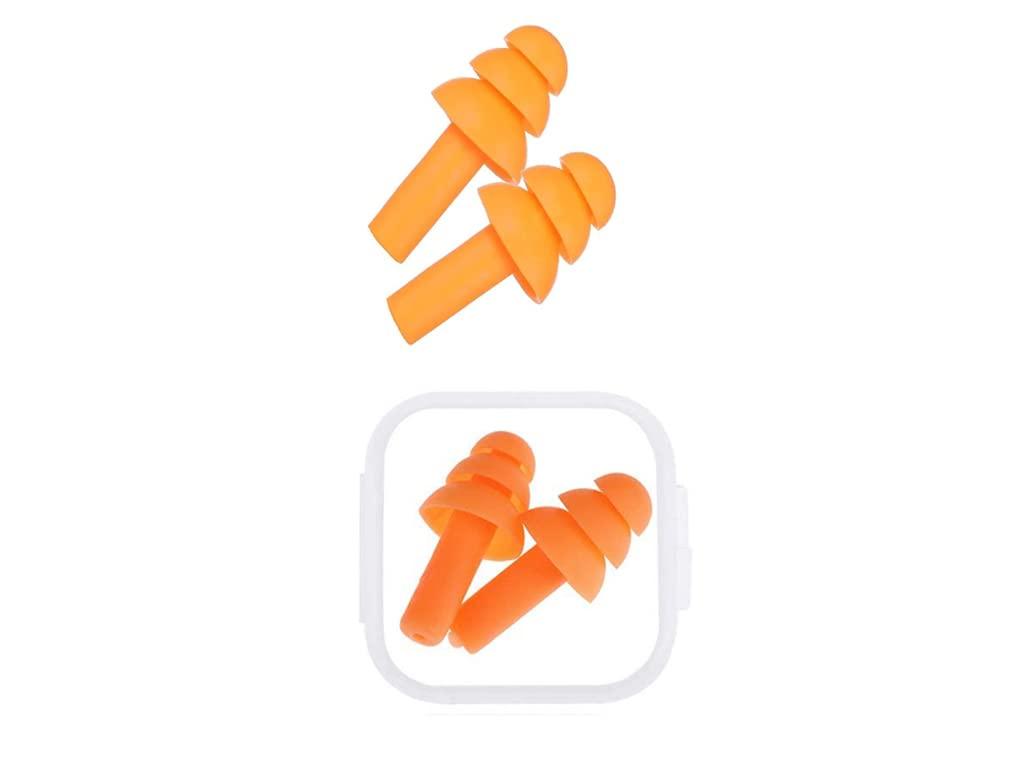 James JAMES soft Ear Plugs for Sleeping, Noise Cancelling Sound Blocking Earplugs Noise Reduction for Swimming Airplanes Musicians Concerts Silicone (Pack of 2) (Orange)