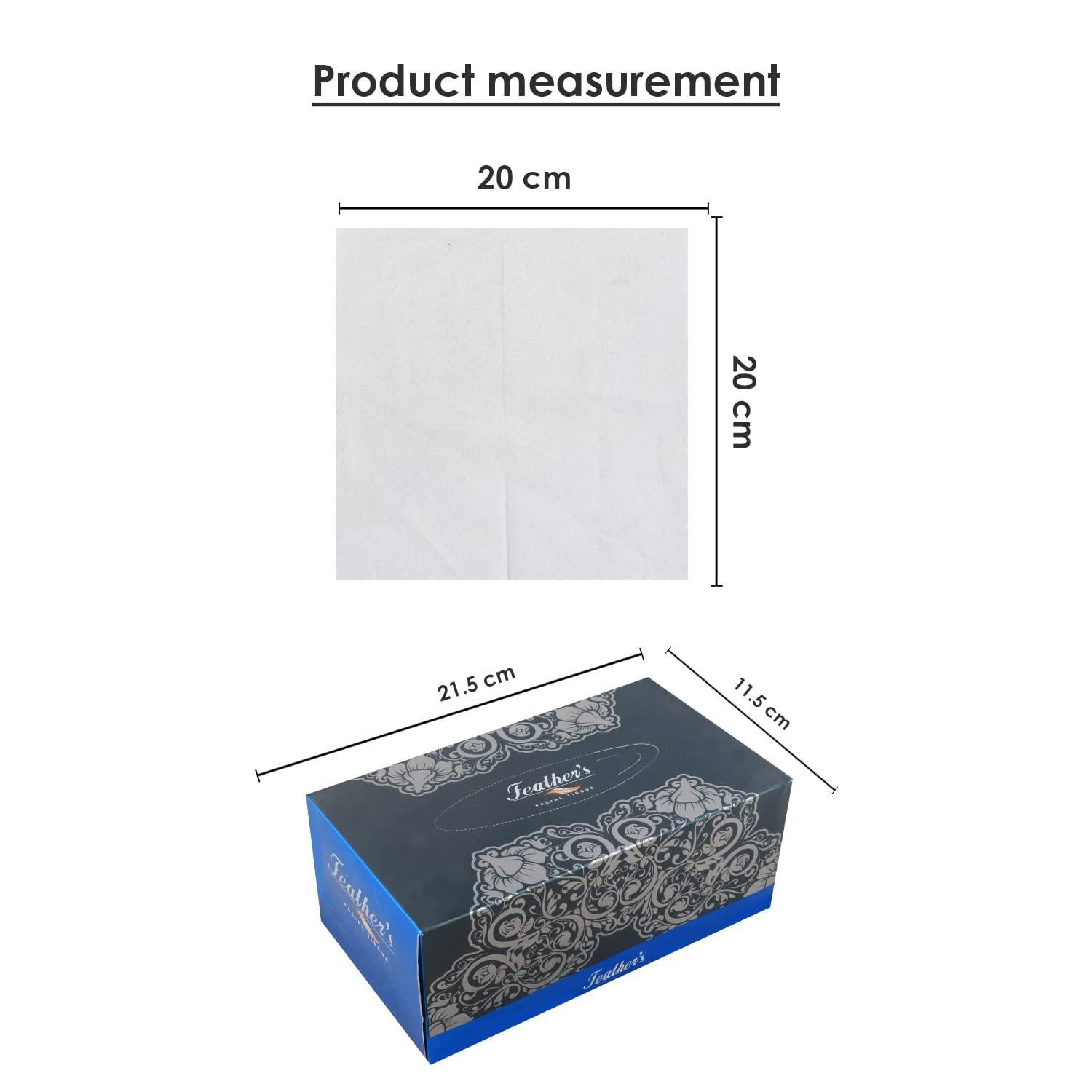 Feather\'s Feather\'s Face Tissue Box (Dry) | 2 Ply, 200 Pulls per Box, Pack of 4 | Super Soft & Absorbent Facial Tissue Box | Facial Tissue Papers | Virgin Paper, Biodegradable (Random Color Box)