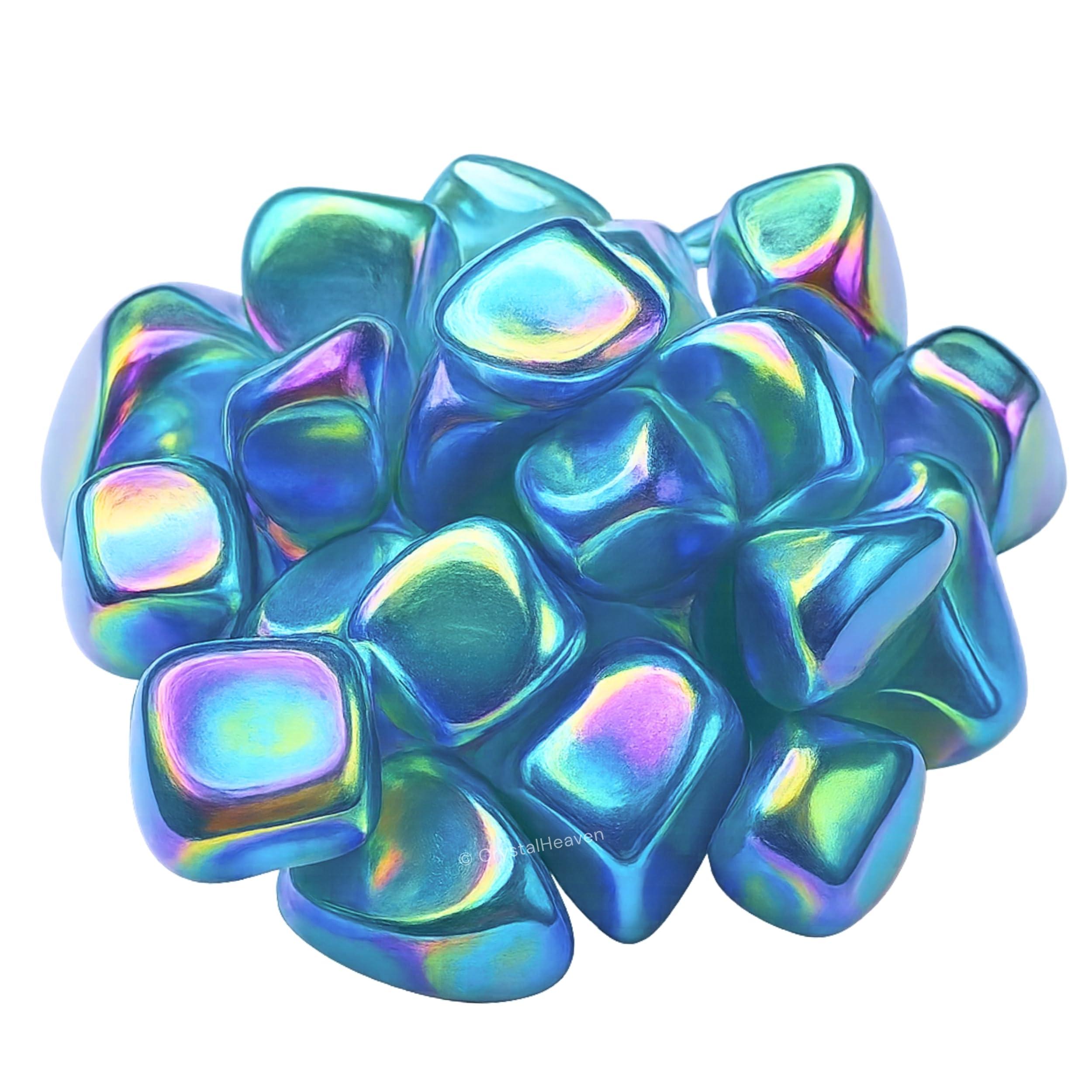 Crystal Heaven Crystal Heaven Certified Aqua Aura Quartz Healing Tumbled Stone,Natural Polished Crystals For Diy Crafts,Manifestation,Meditation,Pooja Feng Shui And Reiki Healing(30 Grams)