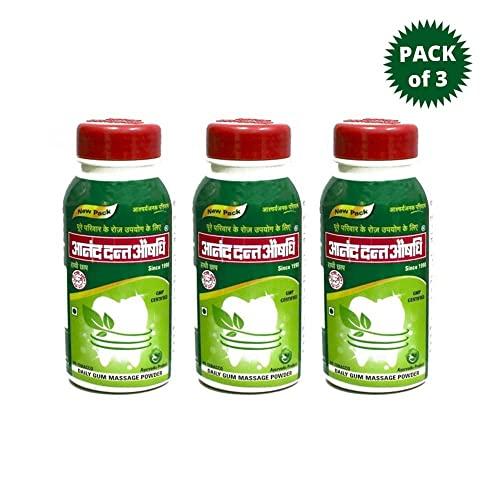 HATHI CHHAP Organic Anand Dant Aushadhi Pack of 3 (Ayurvedic Gum Massage Dant Manjan/Toothpowder)