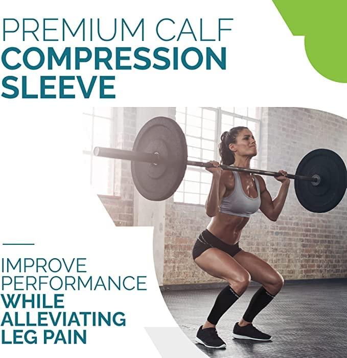 Run Forever Sports Run Forever Sports Leg Calf Compression Socks for Runners, Shin Splint, Varicose Vein & Calf Pain Relief , Cycling, Maternity, Nurses (Black, Large)